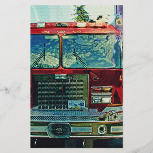 Red Fire Truck Feuerwehrmann's Art Gift Briefpapier (Vorderseite)