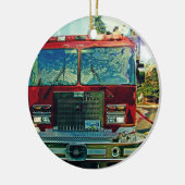Red Fire Truck Feuerwehrmann's Art Gift Keramik Ornament (Links)