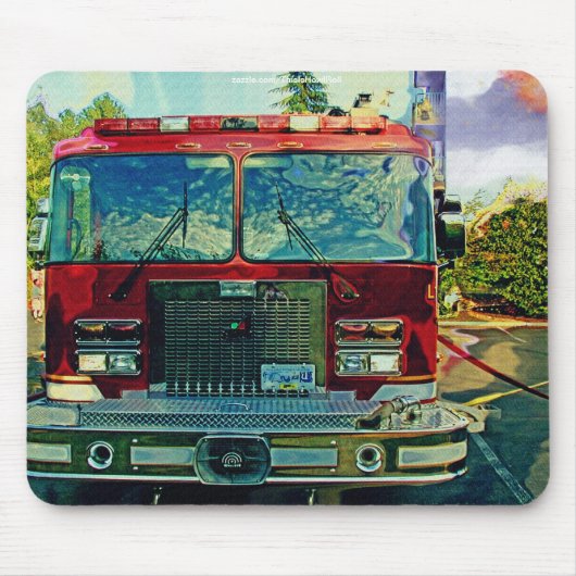 Red Fire Truck Feuerwehrmann's Art Gift Mousepad (Vorne)