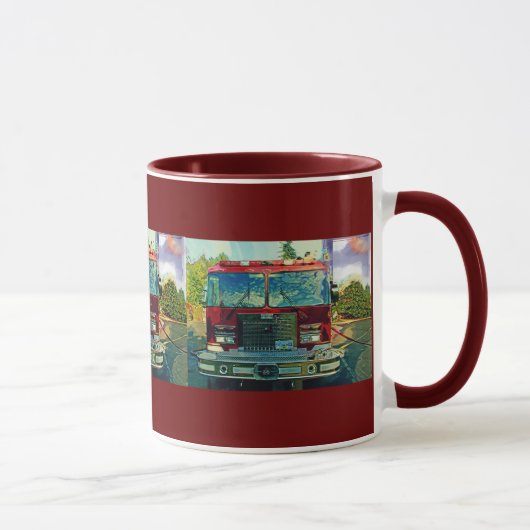 Red Fire Truck Feuerwehrmann's Drinking Tasse (Rechts)