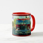 Red Fire Truck Feuerwehrmann's Drinking Tasse (VorderseiteRechts)