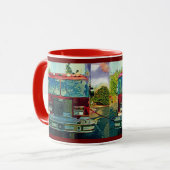 Red Fire Truck Feuerwehrmann's Drinking Tasse (Vorderseite Links)