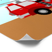 Red Fire Truck Firefighter Baby Birth Stats Poster (Ecke)