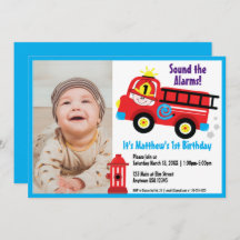 Red Fire Truck Happy Fireman Niedlicher Cartoon Ze