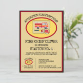 Red Fire Truck | Jungs als Geburtstag angesehen Einladung (Stehend Vorderseite)