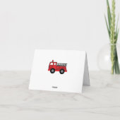 Red Fire Truck Kid's Birthday Foto Custom Dankeskarte (Rückseite)