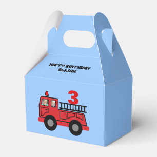 Red Fire Truck Kid's Birthday Foto Custom Geschenkschachtel