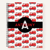 Red Fire Truck Kids Monogram Name School Notizblock (Vorderseite)