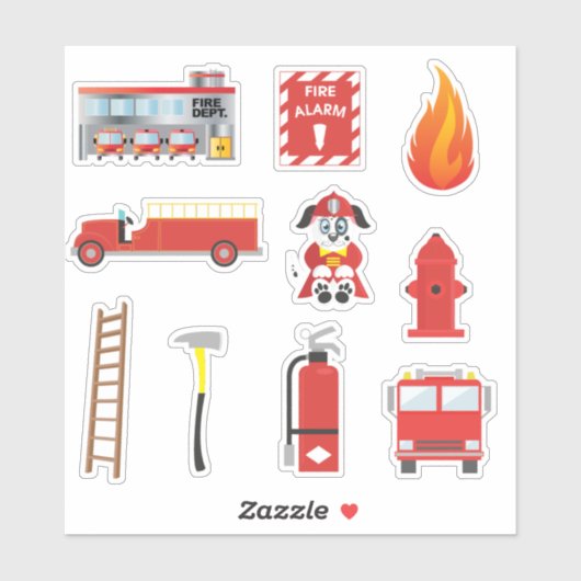 Red Fire Truck Kinder Bildung Aufkleber (Blatt)