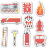 Red Fire Truck Kinder Bildung Aufkleber (Vorderseite)