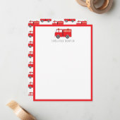 Red Fire Truck Kinder personalisiert Mitteilungskarte (Vorderseite/Rückseite Beispiel)