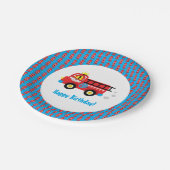 Red Fire Truck Lächeln Feuerwehrmann Pappteller (Schrägansicht)