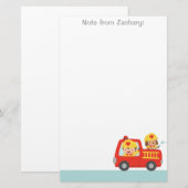 Red Fire Truck mit Feuerwehrmann und Welpe Briefpapier (Vorne/Hinten)