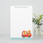 Red Fire Truck mit Feuerwehrmann und Welpe Briefpapier (Stehend Vorderseite)