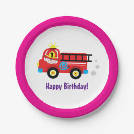 Red Fire Truck Motor Firefighter Rescue Design Pappteller