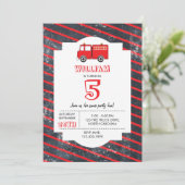 Red Fire Truck Muster Geburtstag Einladung (Stehend Vorderseite)