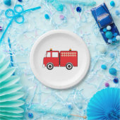 Red Fire Truck Pappteller (Party)