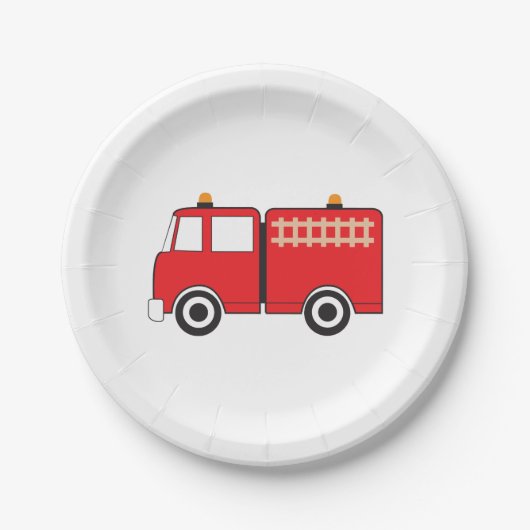 Red Fire Truck Pappteller (Vorderseite)