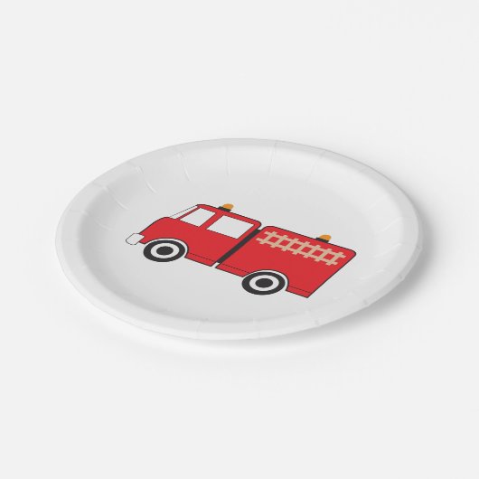 Red Fire Truck Pappteller (Schrägansicht)