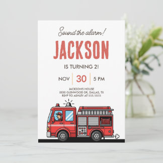 Red Fire Truck Party Décor | Custom Kids Birthday Einladung