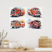 Red Fire Truck Poster (Küche)