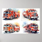 Red Fire Truck Poster (Vorne)