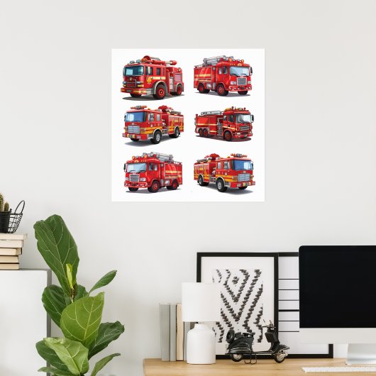 Red Fire Truck Poster (Heimbüro)