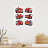 Red Fire Truck Poster (Küche)