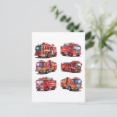Red Fire Truck Postkarte (Stehend Vorderseite)