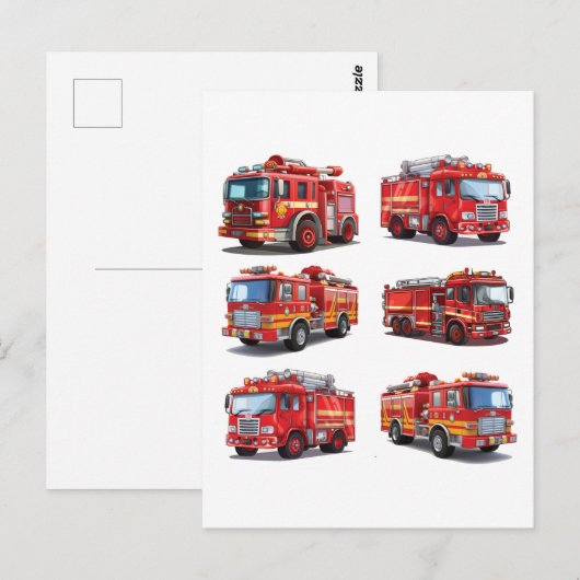Red Fire Truck Postkarte (Vorne/Hinten)