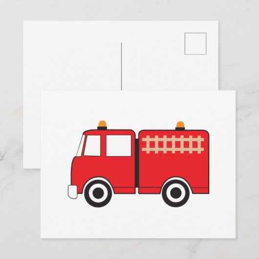 Red Fire Truck Postkarte (Vorne/Hinten)