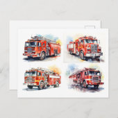 Red Fire Truck Postkarte (Vorne/Hinten)