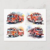 Red Fire Truck Postkarte (Vorderseite)