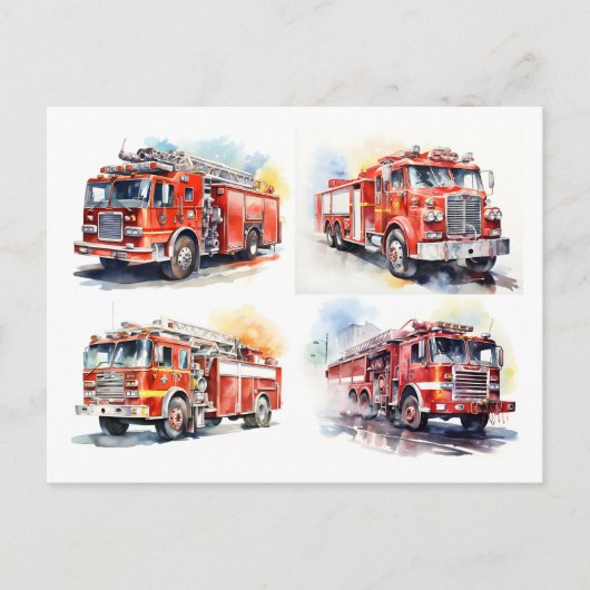 Red Fire Truck Postkarte (Vorderseite)