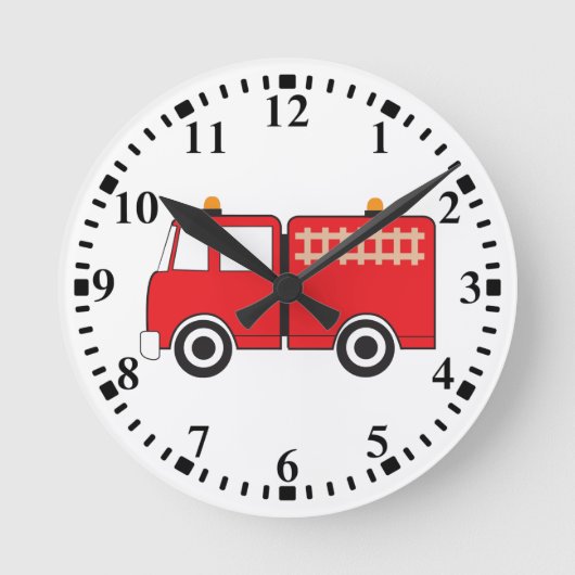 Red Fire Truck Runde Wanduhr (Vorderseite)