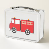 Red Fire Truck School Metall Brotdose (Rückseite)