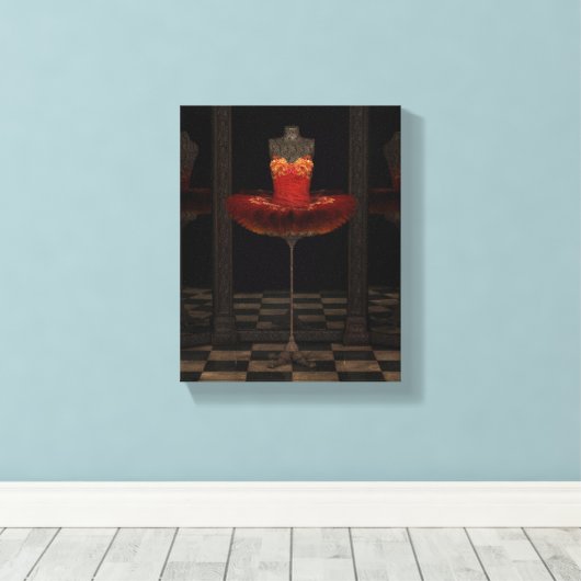 Red Firebird Classic Ballet Tutu Reflektionen Leinwanddruck (Insitu (Holzboden))
