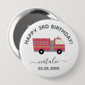 Red Firefighter Alarm Feuerwehrauto Geburtstagsmat Button (Vorne & Hinten)