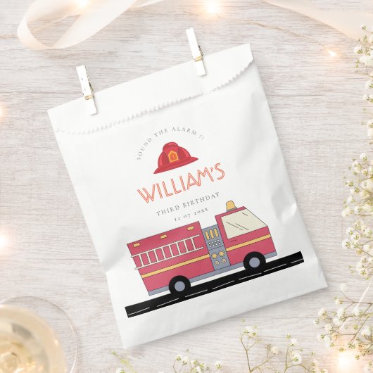 Red Firefighter Alarm Feuerwehrauto Geburtstagsmat Geschenktütchen (Ausgeschnitten)