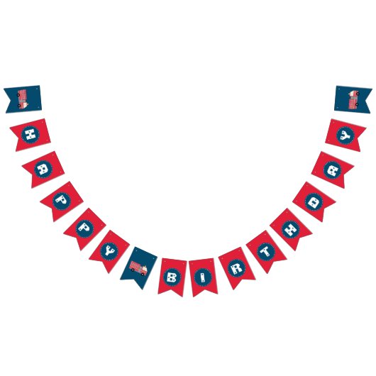 Red Firefighter Alarm Feuerwehrauto Geburtstagsmat Wimpelkette (Alle)