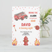 RED FIREFIGHTER BIRTHDAY PARTY INVITATION EINLADUNG (Stehend Vorderseite)