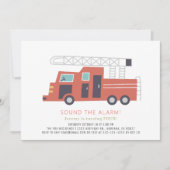 Red Fireruck Feuerwehrmann Junge Geburtstag Einladung (Vorderseite)