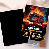 Red Fireruck Feuerwehrmänner Geburtstagskind Einladung