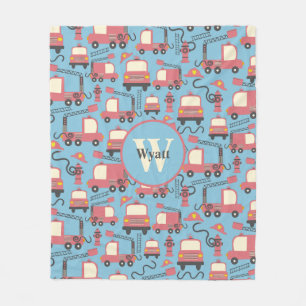 Red Firetrucks Feuerwehrmann Kinder Personalisiert Fleecedecke