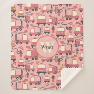 Red Firetrucks Feuerwehrmann Kinder Personalisiert Sherpadecke