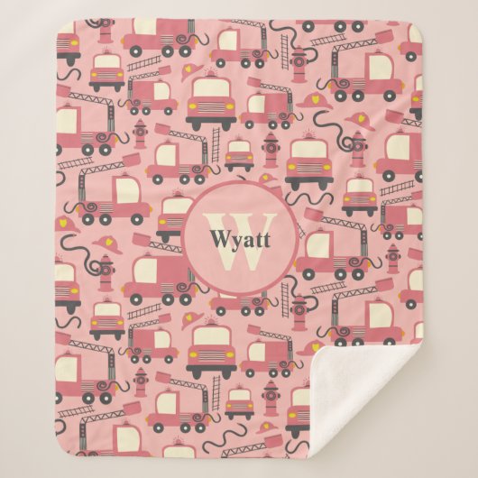 Red Firetrucks Feuerwehrmann Kinder Personalisiert Sherpadecke (Vorderseite)