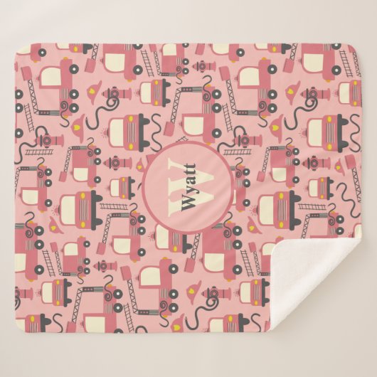 Red Firetrucks Feuerwehrmann Kinder Personalisiert Sherpadecke (Vorderseite (Horizontal))