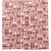Red Firetrucks Firefighter Kids Rescue Vehicles Duschvorhang (Vorderseite)
