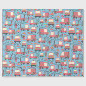 Red Firetrucks Firefighter Kids Rescue Vehicles Geschenkpapier (Flach)