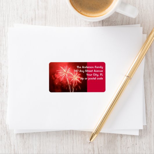 Red Fireworks Adressaufkleber (Insitu)